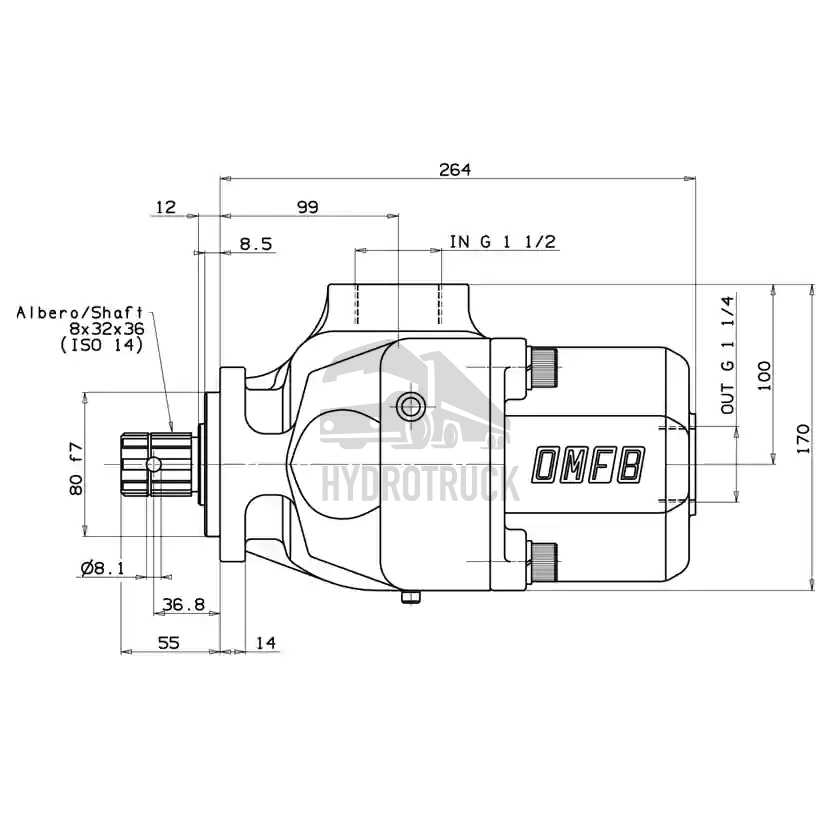 Hydraulické pístové čerpadlo OMFB 2PAK-100 obousměrné ISO 10800510022