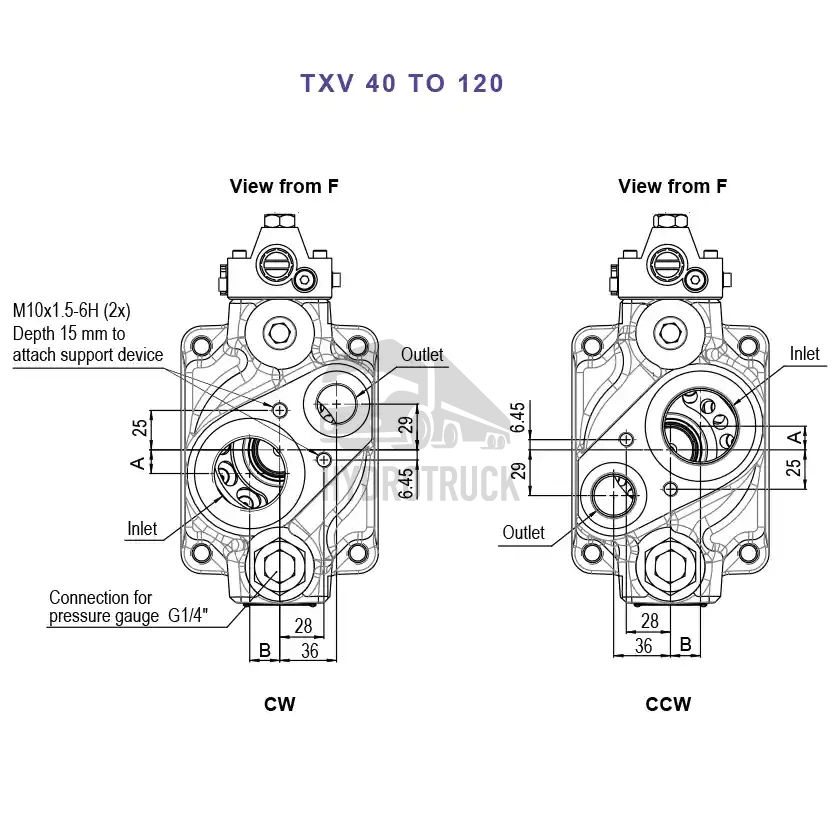Hydraulické pístové čerpadlo HydroLeduc TXV 120 CW 0515700