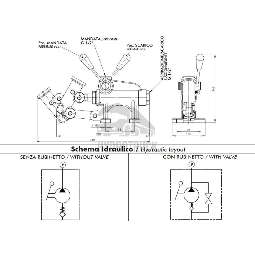 Ruční hydraulická pumpa OMFB PM 70 bez ventilu 10600100068