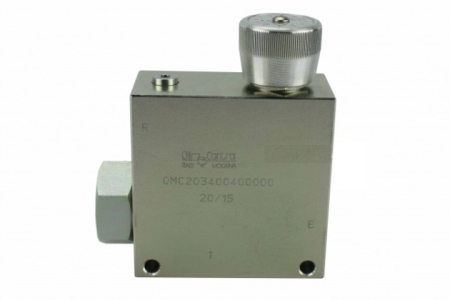 Škrtící ventil třícestný A-VRFC3-M-34, ocel G 3/4", max. 350 bar, bez zatížení odpadu