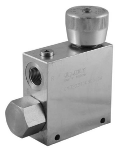 Škrtící ventil třícestný VRFC3-V-12-A, hliník G 1/2", max. 210 bar