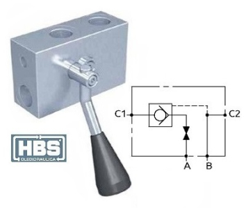 Hydraulický jednostranný zámek HBS  s manuálním vypínání vpravo, 3/8" A050304.01.00