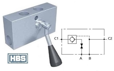 Hydraulický jednostranný zámek HBS  s manuálním vypínání vlevo, 3/8" A050304.02.00