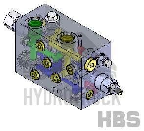 Brzdný ventil HBS - regenerativní G 1/2",max tlak 350Bar,průtok 5-60l/min
