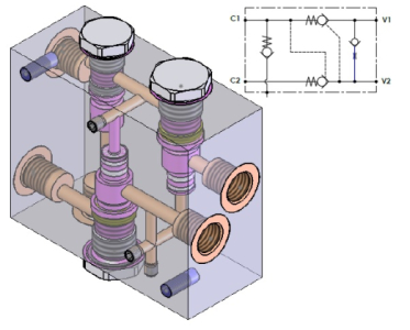 Hydraulický oboustranný zámek HBS G3/8" s přídavným zpětným ventilem