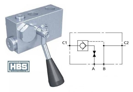 Hydraulický jednostranný zámek HBS  s manuálním vypínání vpravo, 3/8" A050302.01.00