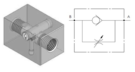 Škrtící ventil jednocestný HBS A110300.01.00, G3/8", max 40l/min