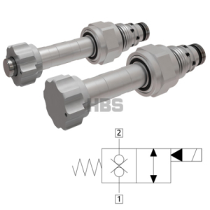 Solenoidový ventil HBS 2/2 cestný, E123080000, max. 40l/min, 350Bar, bez napětí oboustraně zavřeno