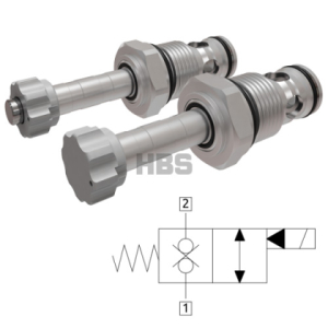 Solenoidový ventil HBS 2/2 cestný, max. 150l/min, 350Bar, bez napětí oboustraně zavřeno