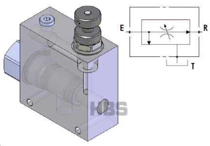 Škrtící ventil třícestný HBS, G3/8", hliník, bez zatížení odpadu