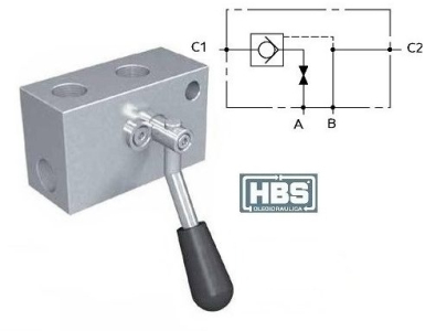 Hydraulický jednostranný zámek HBS B050304.05.00 s manuálním vypínání vlevo, G3/8"