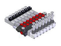 Hydraulický rozvaděč trojsekční 03Z50 AAA 1ESD K1G 12VDC, el. a mech. ovládání 12V DC