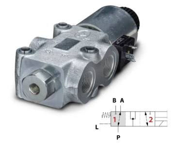 Třícestný elektrický ventil DFE20/3A18ES-Y200-12VDC-CRZ, G3/4" otevřený střed